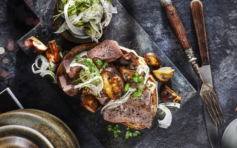 Leverpostei med sopp og pepper