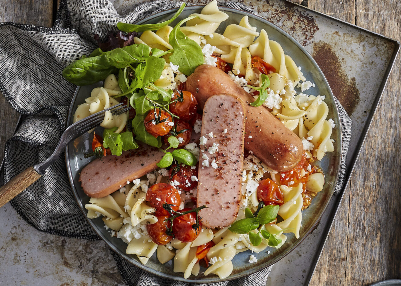 Kjottpolse med pasta