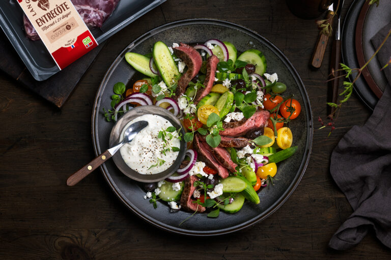 Biff med gresk salat