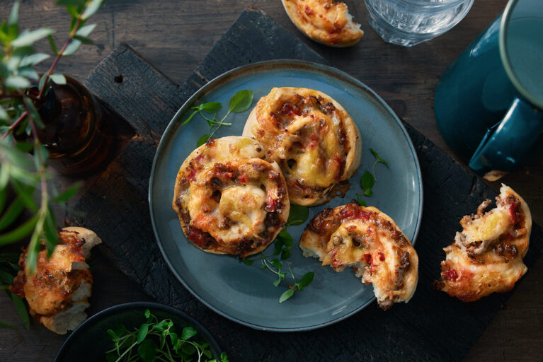 Pizzasnurrer med kjottdeig